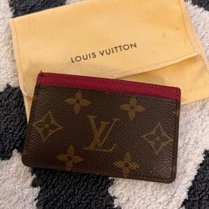 Authentic Louis Vuitton Monogram Fuchsia Card Case EUC